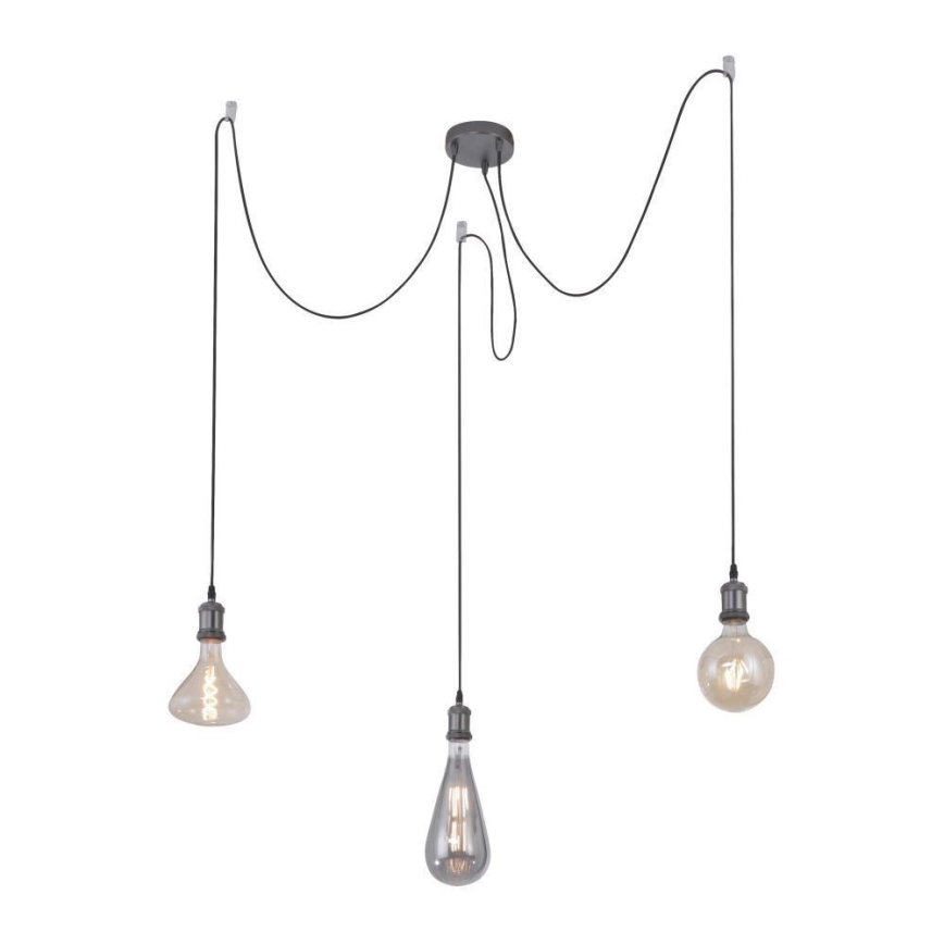 Leuchten Direkt 13571-18 - Κρεμαστό φωτιστικό οροφής DIY 3xE27/60W/230V spider μαύρο