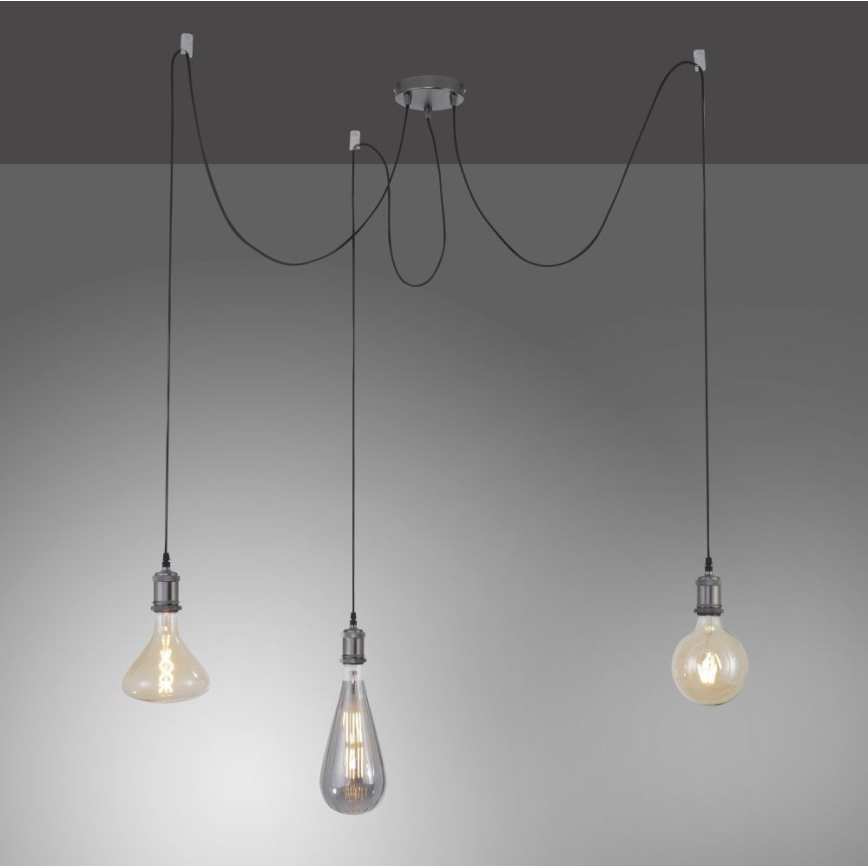 Leuchten Direkt 13571-18 - Κρεμαστό φωτιστικό οροφής DIY 3xE27/60W/230V spider μαύρο