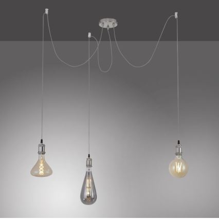 Leuchten Direkt 13571-55 - Κρεμαστό φωτιστικό οροφής DIY 3xE27/60W/230V spider ματ χρώμιο