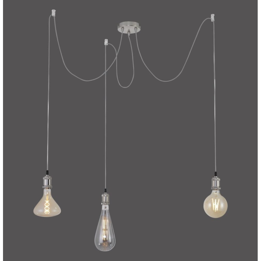 Leuchten Direkt 13571-55 - Κρεμαστό φωτιστικό οροφής DIY 3xE27/60W/230V spider ματ χρώμιο