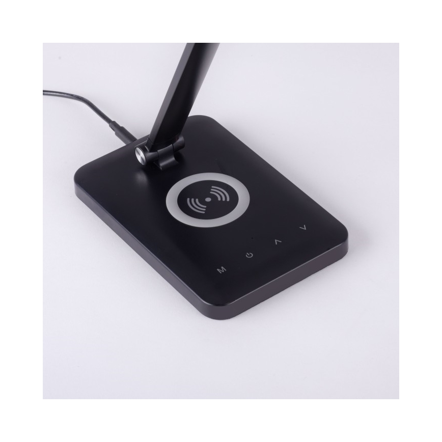 Leuchten Direkt 14415-16 - LED Dimmable επιτραπέζια λάμπα αφής με ασύρματη φόρτιση FLORENTINA LED/5W/230V 3000-5000K μαύρο + USB