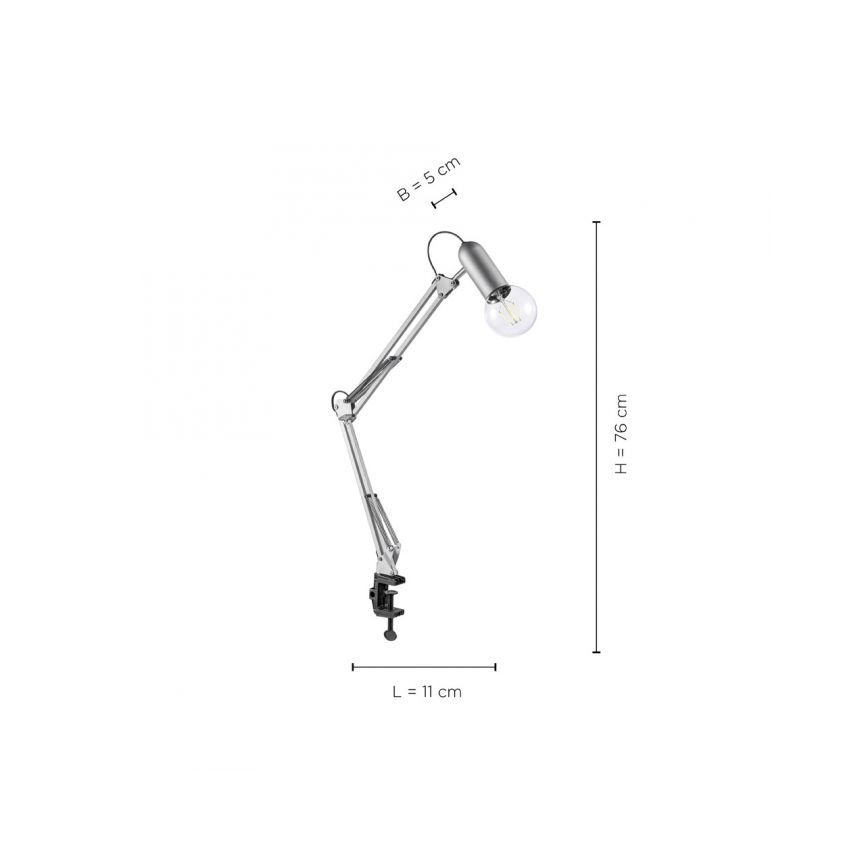 Leuchten Direkt 14773-55 - Eπιτραπέζια λάμπα με κλιπ TURN ME 1xE27/60W/230V ματ χρώμιο
