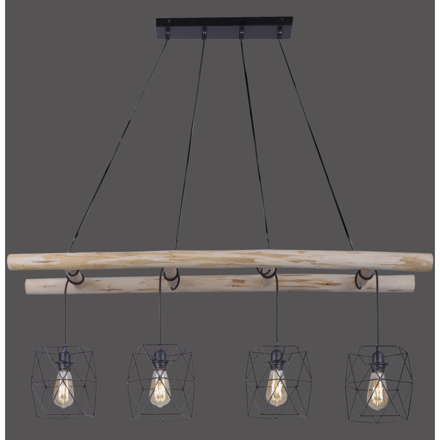 Leuchten Direkt 15036-18 -  Κρεμαστό φωτιστικό οροφής EDGAR 4xE27/60W/230V ευκάλυπτος