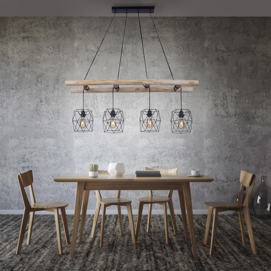 Leuchten Direkt 15036-18 -  Κρεμαστό φωτιστικό οροφής EDGAR 4xE27/60W/230V ευκάλυπτος