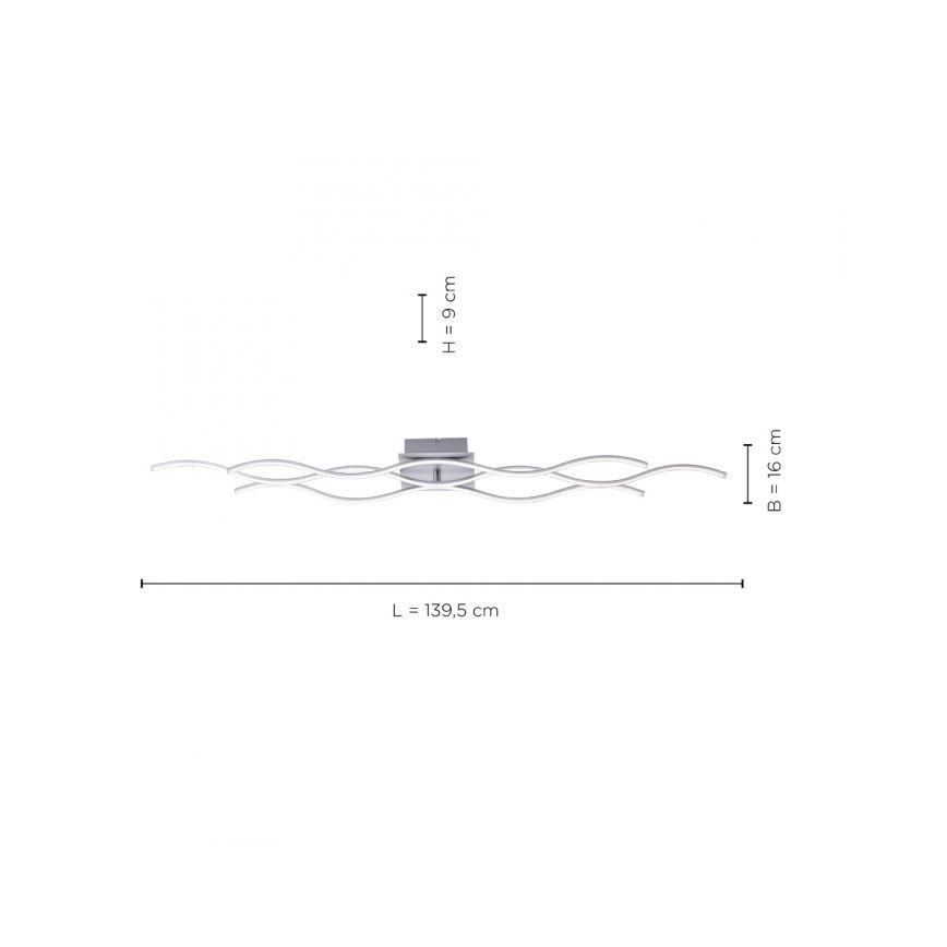 Leuchten Direkt 15167-55 - LED Πλαφονιέρα πολύφωτο WAWE 2xLED/12,5W/230V+1xLED/17W μάτ χρώμιο