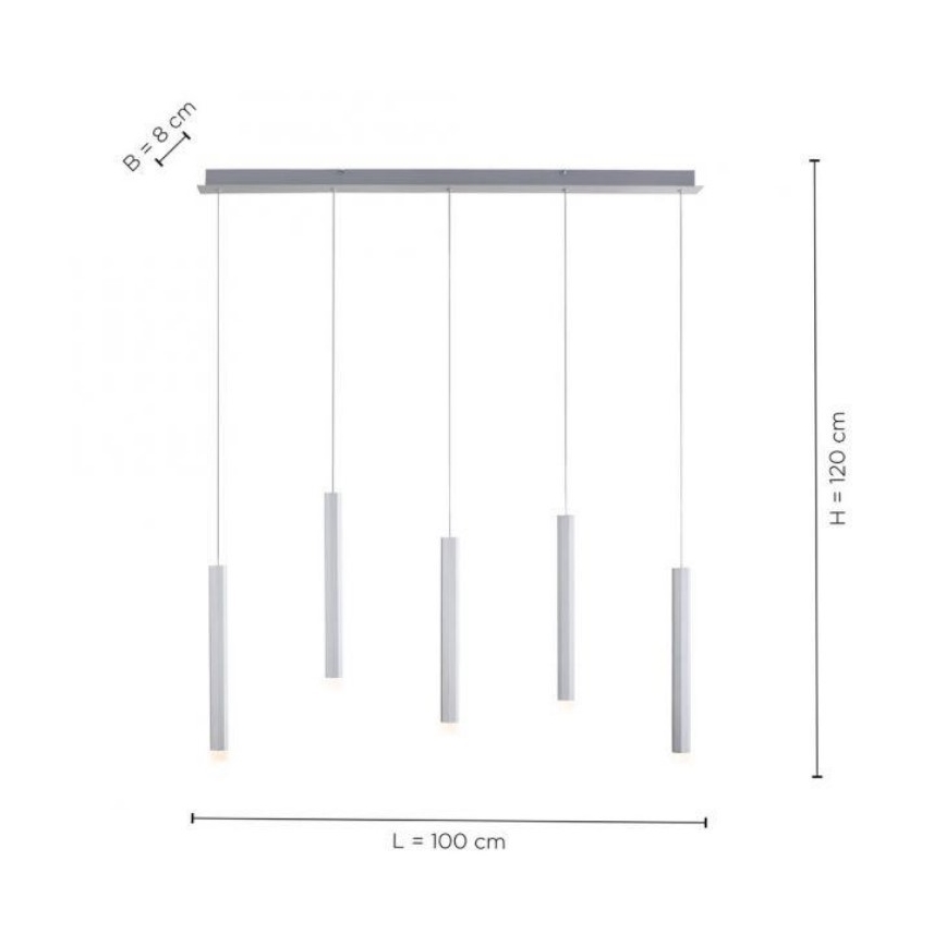 Leuchten Direkt 15205-95 - LED Πολύφωτο κρεμαστό ράγα BRUNO 5xLED/4,8W/230V