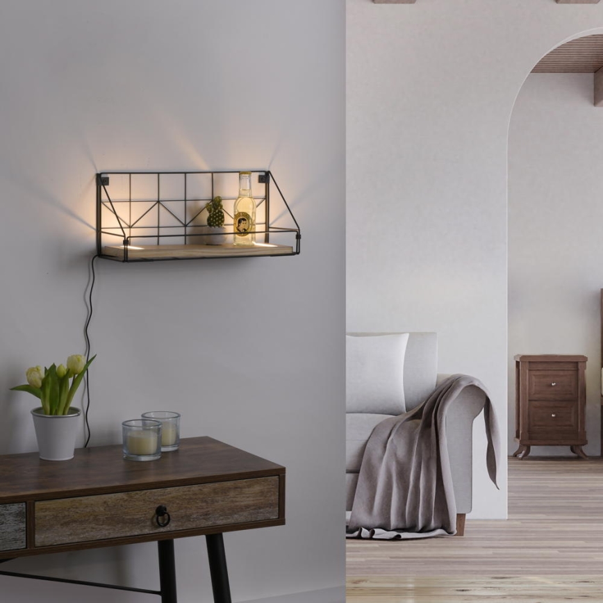 Leuchten Direkt 15277-18 - Ράφι με φωτισμό LED BOARD 2xLED/1,75W/230V 45 cm ευκάλυπτος
