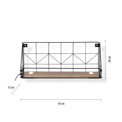 Leuchten Direkt 15277-18 - Ράφι με φωτισμό LED BOARD 2xLED/1,75W/230V 45 cm ευκάλυπτος