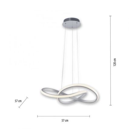 Leuchten Direkt 15402-95 - LED Dimmable πολύφωτο κρεμαστό MARIA LED/25W/230V ματ χρώμιο