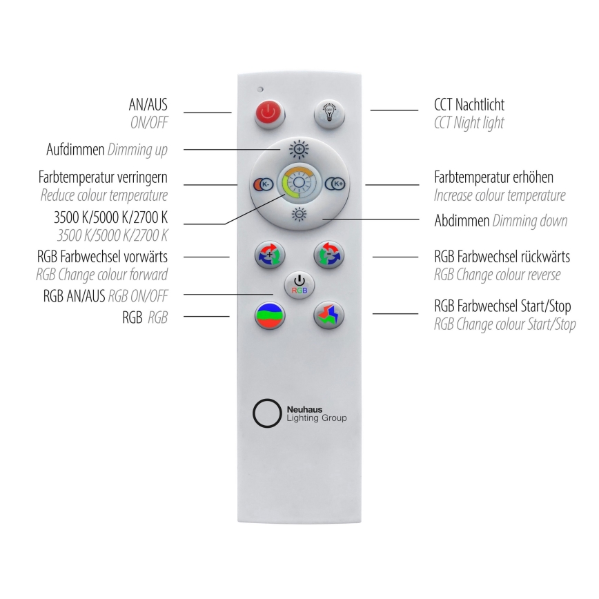 Leuchten Direkt 15411-21- LED RGB Ρυθμιζόμενο φωτιστικό οροφής CYBA LED/26W/230V + τηλεχειριστήριο