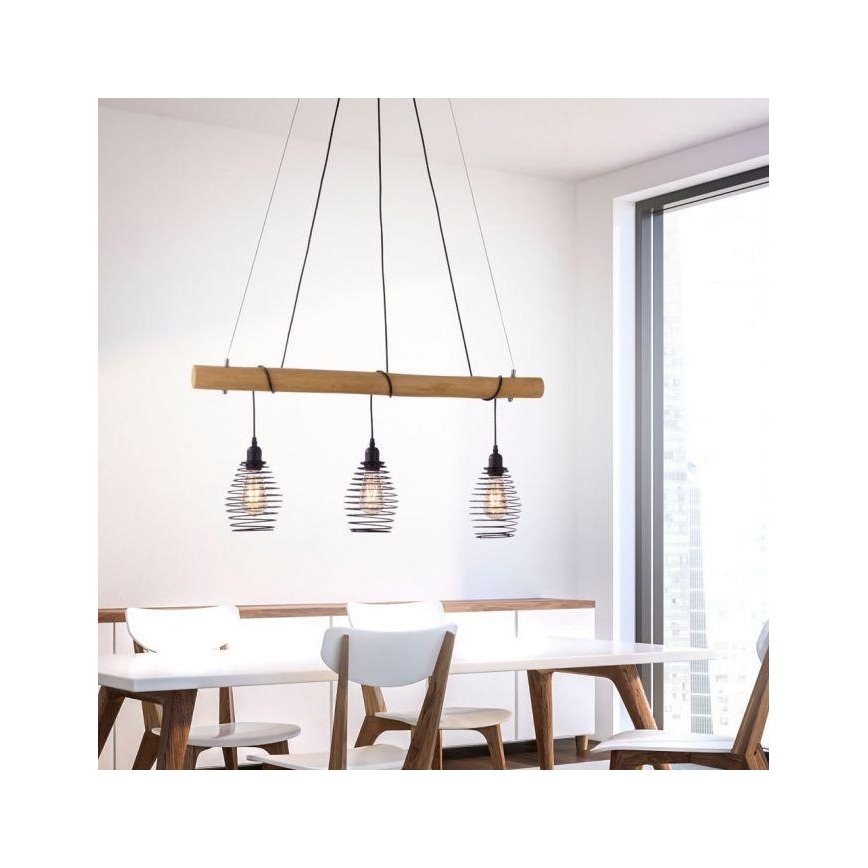 Leuchten Direkt 15526-79 -  Κρεμαστό φωτιστικό οροφής SPRING 3xE27/40W/230V eucalyptus