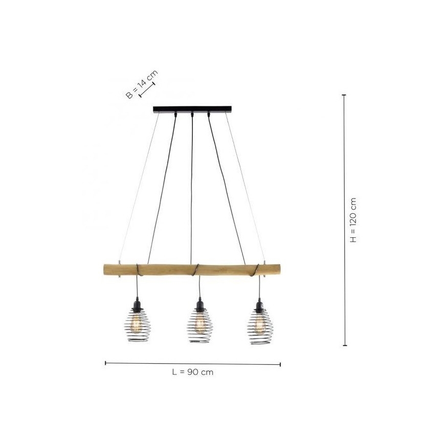 Leuchten Direkt 15526-79 -  Κρεμαστό φωτιστικό οροφής SPRING 3xE27/40W/230V eucalyptus