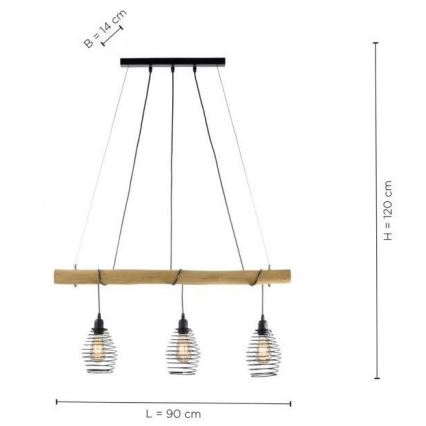 Leuchten Direkt 15526-79 -  Κρεμαστό φωτιστικό οροφής SPRING 3xE27/40W/230V eucalyptus