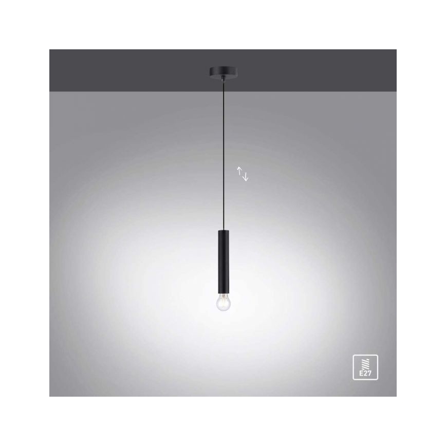 Leuchten Direkt 15617-18 - Κρεμαστό φωτιστικό οροφής BRUNA 1xE27/60W/230V μαύρο