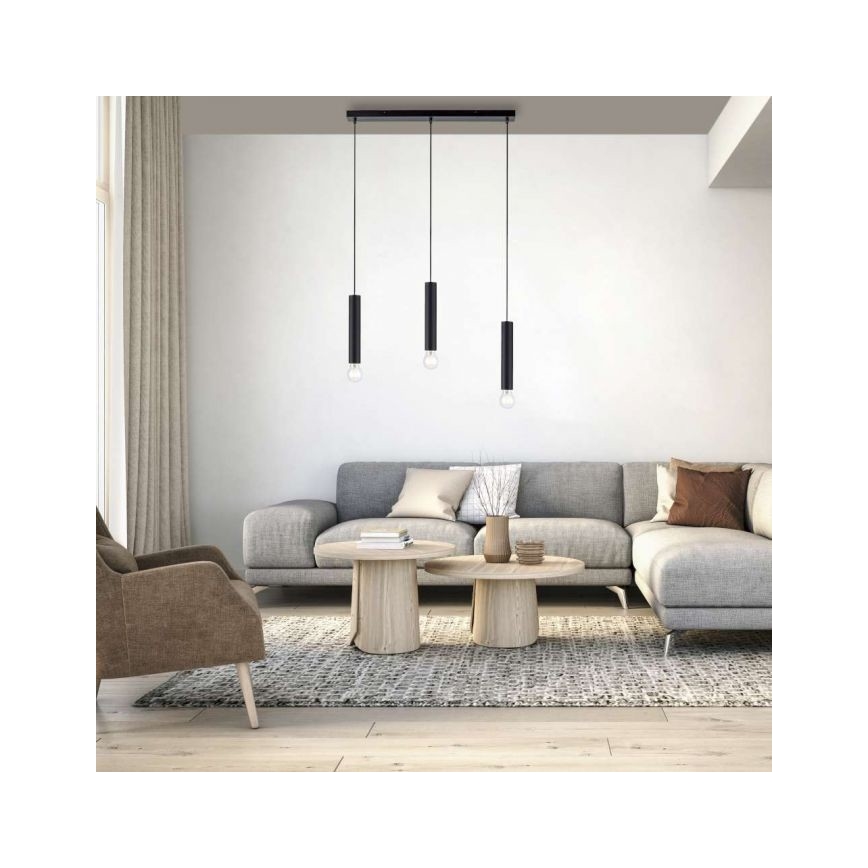Leuchten Direkt 15618-18 - Κρεμαστό φωτιστικό οροφής ράγα BRUNA 3xE27/60W/230V μαύρο