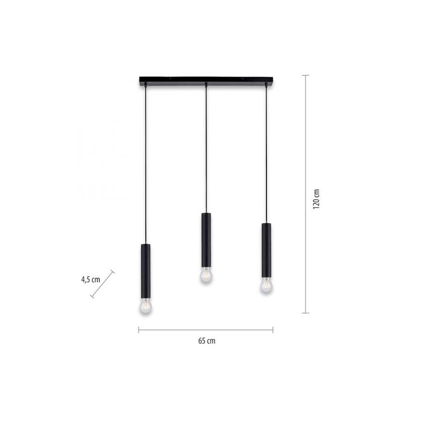 Leuchten Direkt 15618-18 - Κρεμαστό φωτιστικό οροφής ράγα BRUNA 3xE27/60W/230V μαύρο