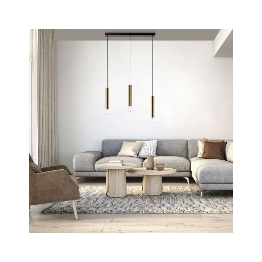 Leuchten Direkt 15618-60 - Κρεμαστό φωτιστικό οροφής ράγα BRUNA 3xE27/60W/230V χάλκινο
