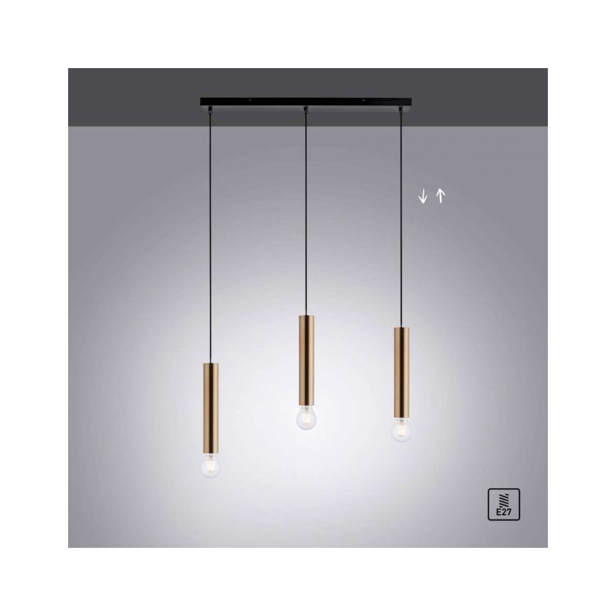 Leuchten Direkt 15618-60 - Κρεμαστό φωτιστικό οροφής ράγα BRUNA 3xE27/60W/230V χάλκινο