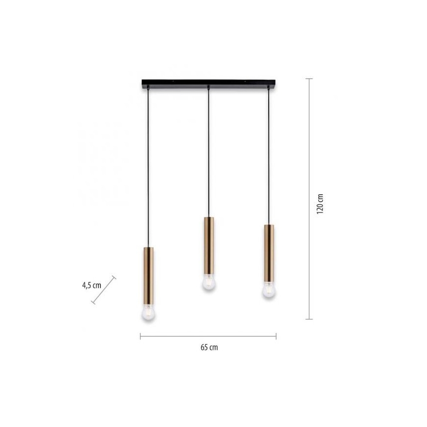 Leuchten Direkt 15618-60 - Κρεμαστό φωτιστικό οροφής ράγα BRUNA 3xE27/60W/230V χάλκινο