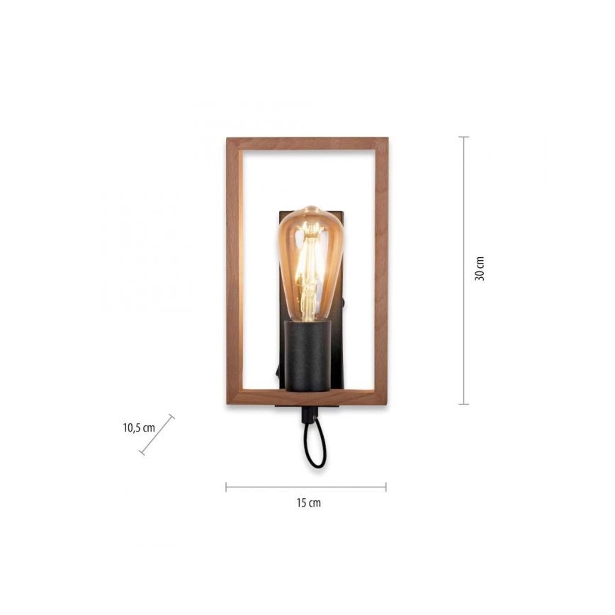 Leuchten Direkt 15654-18 - Φωτιστικό τοίχου FRANKY 1xE27/60W/230V ακακία
