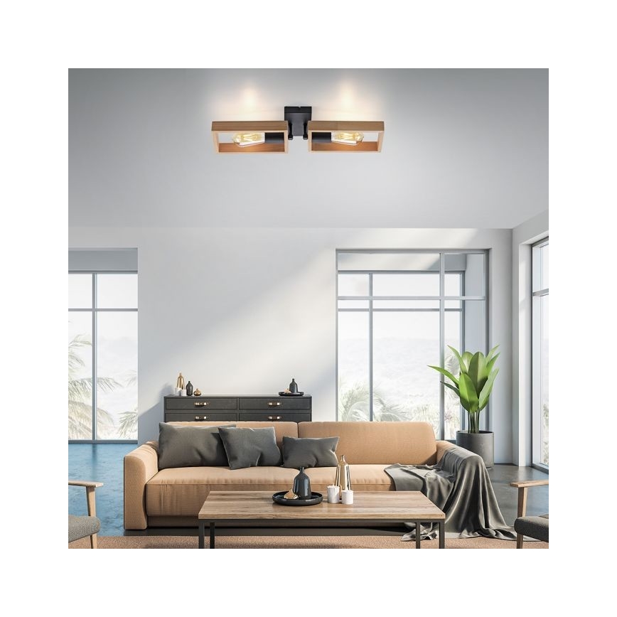 Leuchten Direkt 15657-18 - Πλαφονιέρα οροφής FRANKY 2xE27/60W/230V ακακία