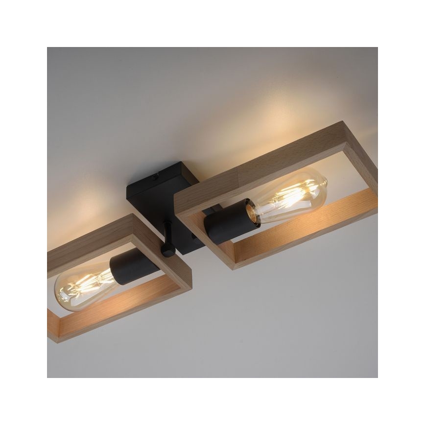 Leuchten Direkt 15657-18 - Πλαφονιέρα οροφής FRANKY 2xE27/60W/230V ακακία