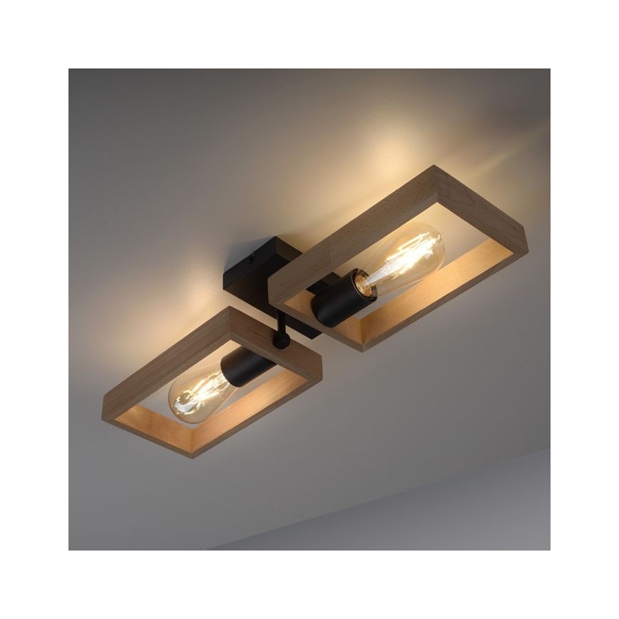 Leuchten Direkt 15657-18 - Πλαφονιέρα οροφής FRANKY 2xE27/60W/230V ακακία