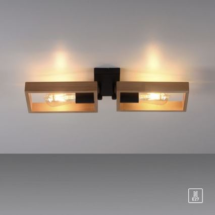 Leuchten Direkt 15657-18 - Πλαφονιέρα οροφής FRANKY 2xE27/60W/230V ακακία