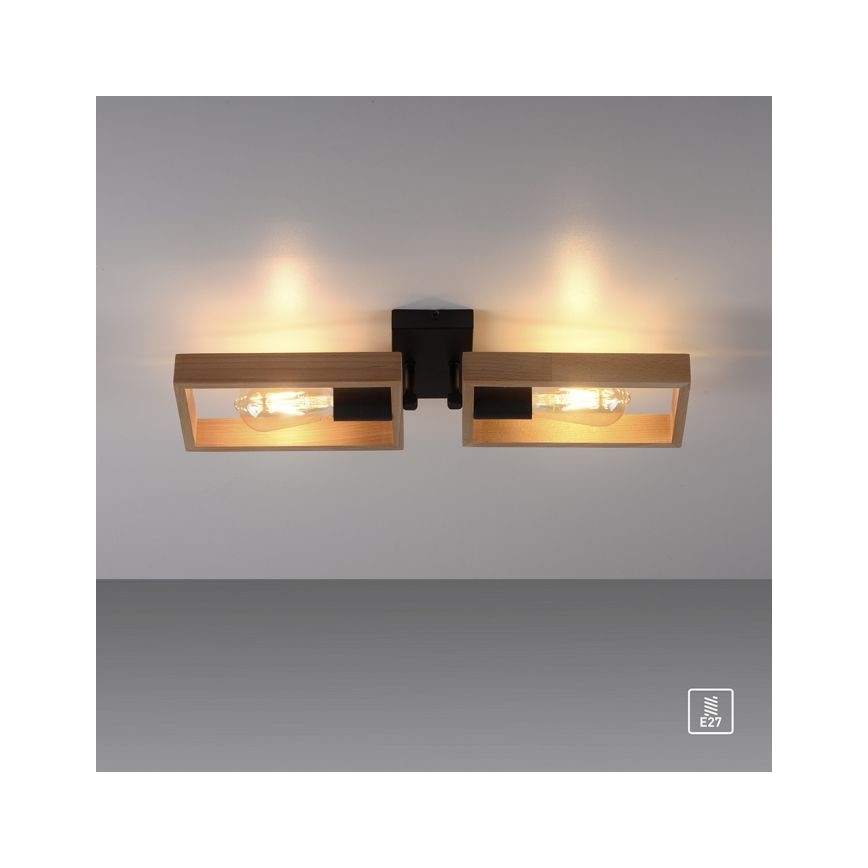 Leuchten Direkt 15657-18 - Πλαφονιέρα οροφής FRANKY 2xE27/60W/230V ακακία