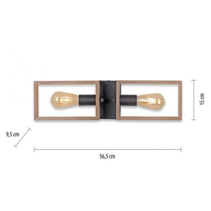 Leuchten Direkt 15657-18 - Πλαφονιέρα οροφής FRANKY 2xE27/60W/230V ακακία