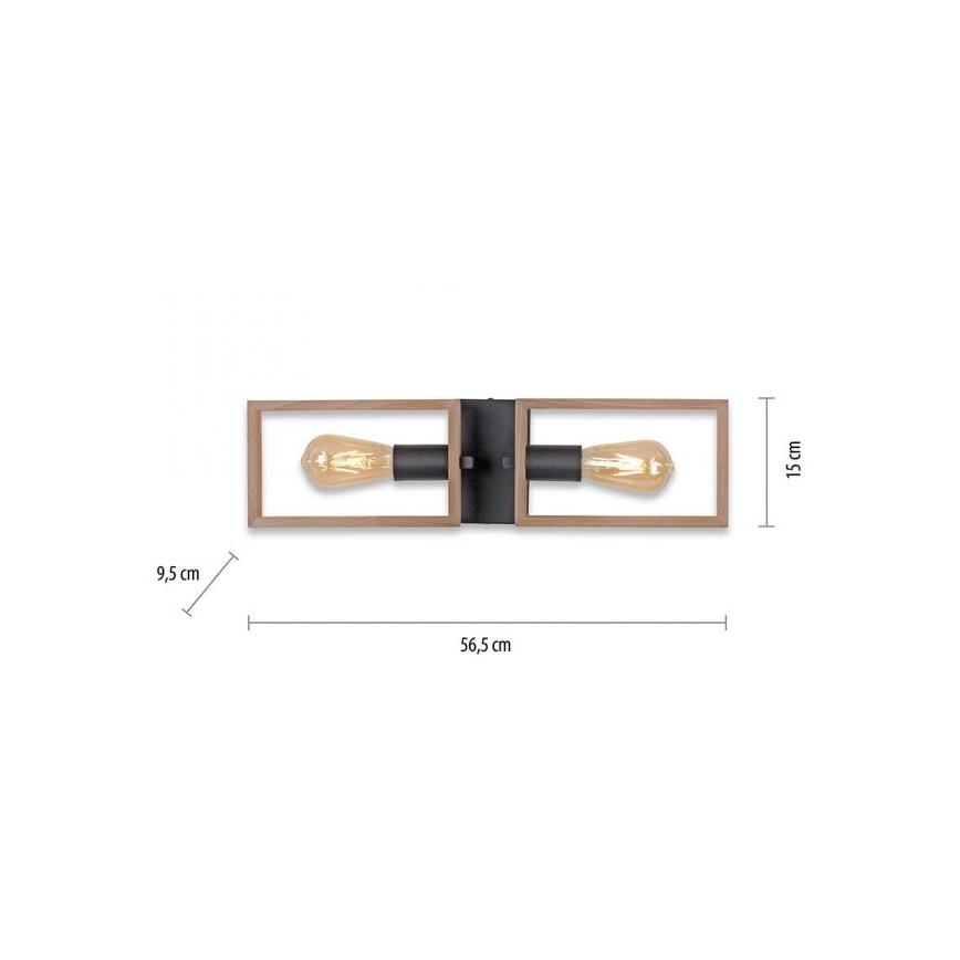Leuchten Direkt 15657-18 - Πλαφονιέρα οροφής FRANKY 2xE27/60W/230V ακακία