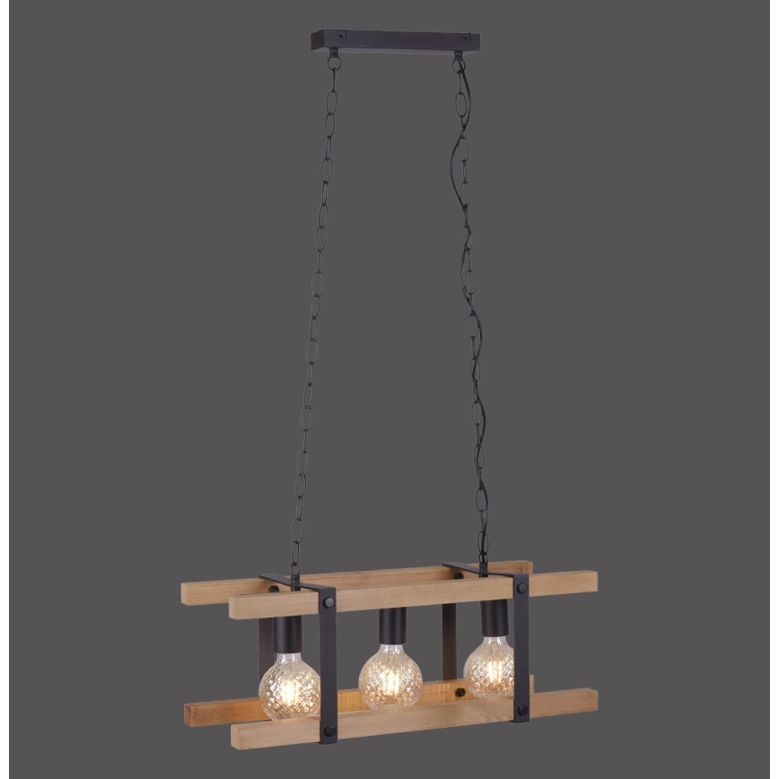 Leuchten Direkt 15683-79 - Κρεμαστό φωτιστικό οροφήςEDITH 3xE27/60W/230V πεύκο