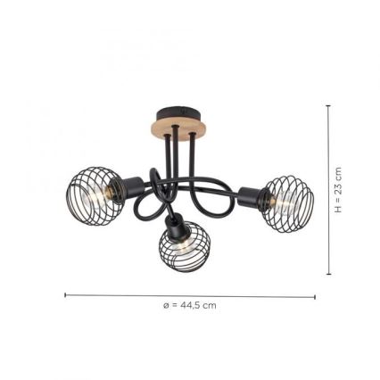 Leuchten Direkt 15923-79 - Πλαφονιέρα οροφής EUGEN 3xE14/40W/230V δρυς