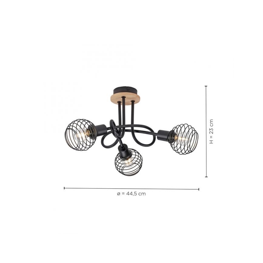 Leuchten Direkt 15923-79 - Πλαφονιέρα οροφής EUGEN 3xE14/40W/230V δρυς
