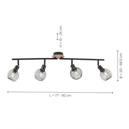 Leuchten Direkt 15924-79 - Φωτιστικό σποτ EUGEN 4xE14/40W/230V δρυς