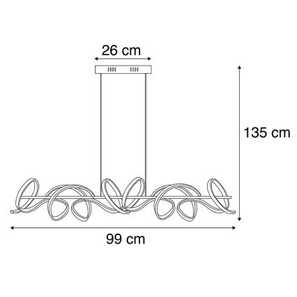 Leuchten Direkt 19033-21 - LED Dimmable πολύφωτο κρεμαστό CURLS LED/40,8W/230V