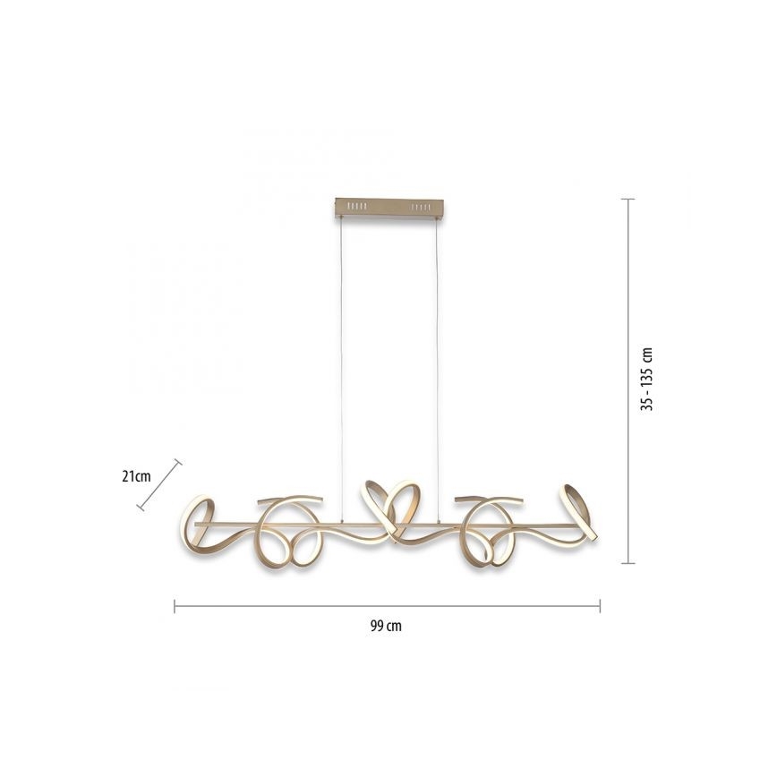 Leuchten Direkt 19033-60 - LED Dimmable κρεμαστό φωτιστικό οροφής CURLS LED/40,8W/230V