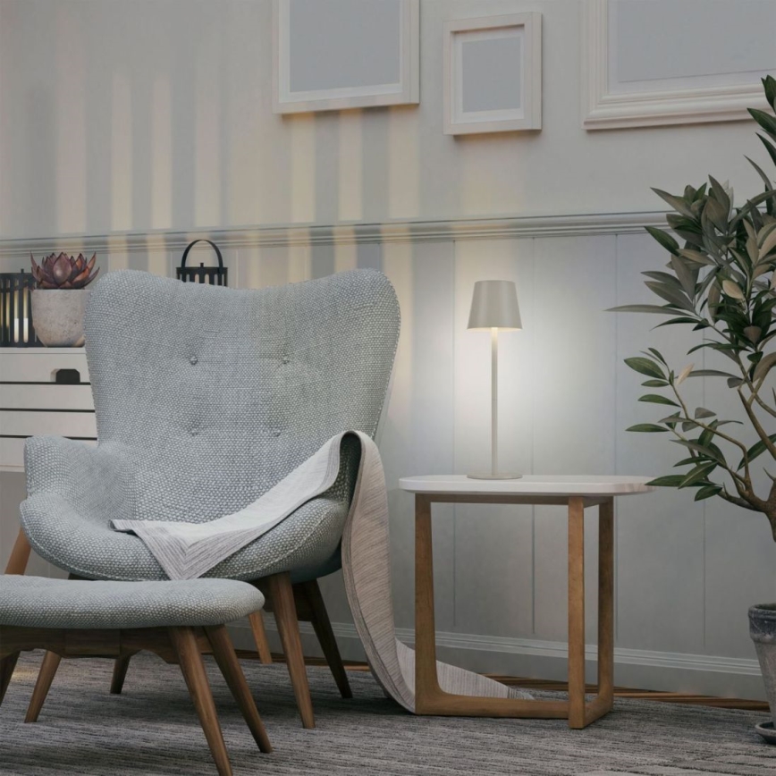 Leuchten Direkt 19250-40 - LED Dimmable επαναφορτιζόμενο επιτραπέζιο φωτιστικό εξωτερικού χώρου EURIA LED/3W/5V 2600 mAh IP54 γκρι