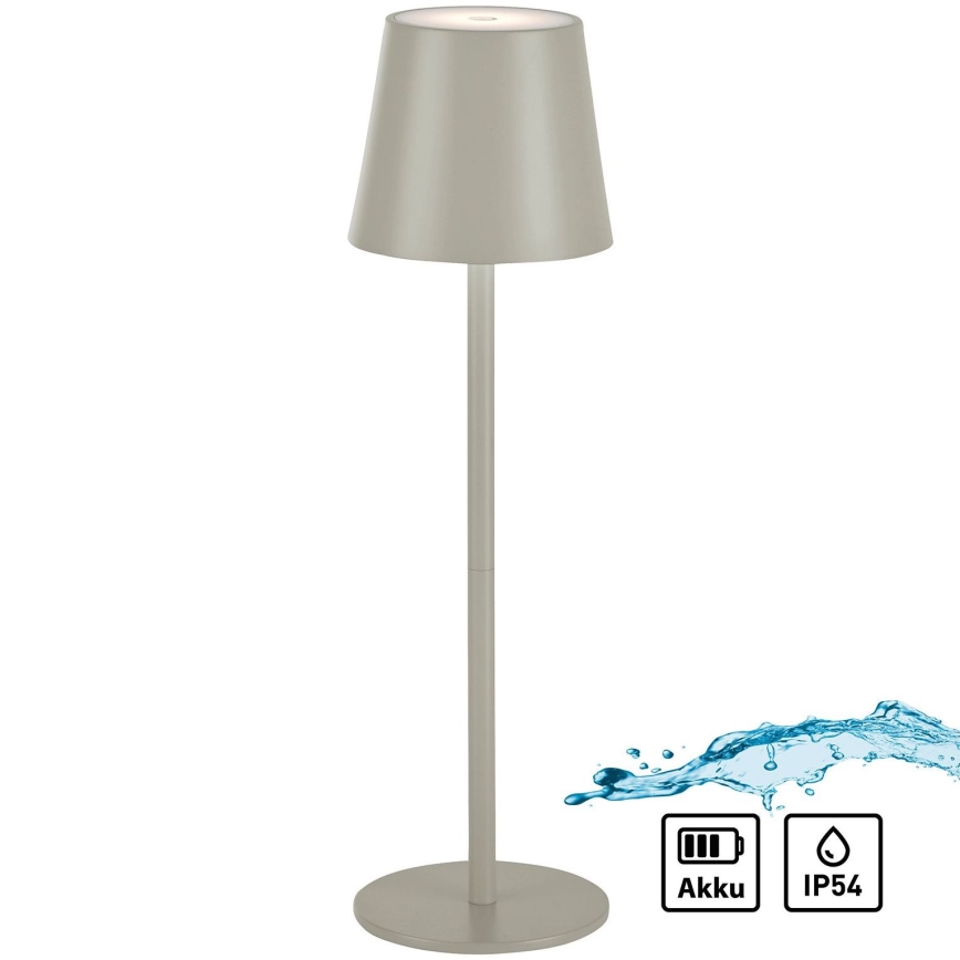 Leuchten Direkt 19250-40 - LED Dimmable επαναφορτιζόμενο επιτραπέζιο φωτιστικό εξωτερικού χώρου EURIA LED/3W/5V 2600 mAh IP54 γκρι