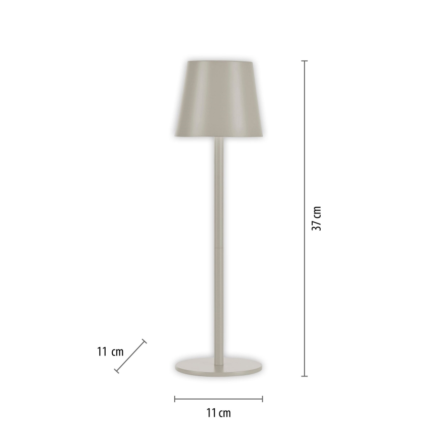 Leuchten Direkt 19250-40 - LED Dimmable επαναφορτιζόμενο επιτραπέζιο φωτιστικό εξωτερικού χώρου EURIA LED/3W/5V 2600 mAh IP54 γκρι