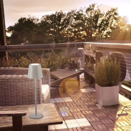 Leuchten Direkt 19250-40 - Εξωτερικό επαναφορτιζόμενο επιτραπέζιο φωτιστικό LED με ρύθμιση φωτεινότητας EURIA LED/3W/5V 2600 mAh IP54 γκρι