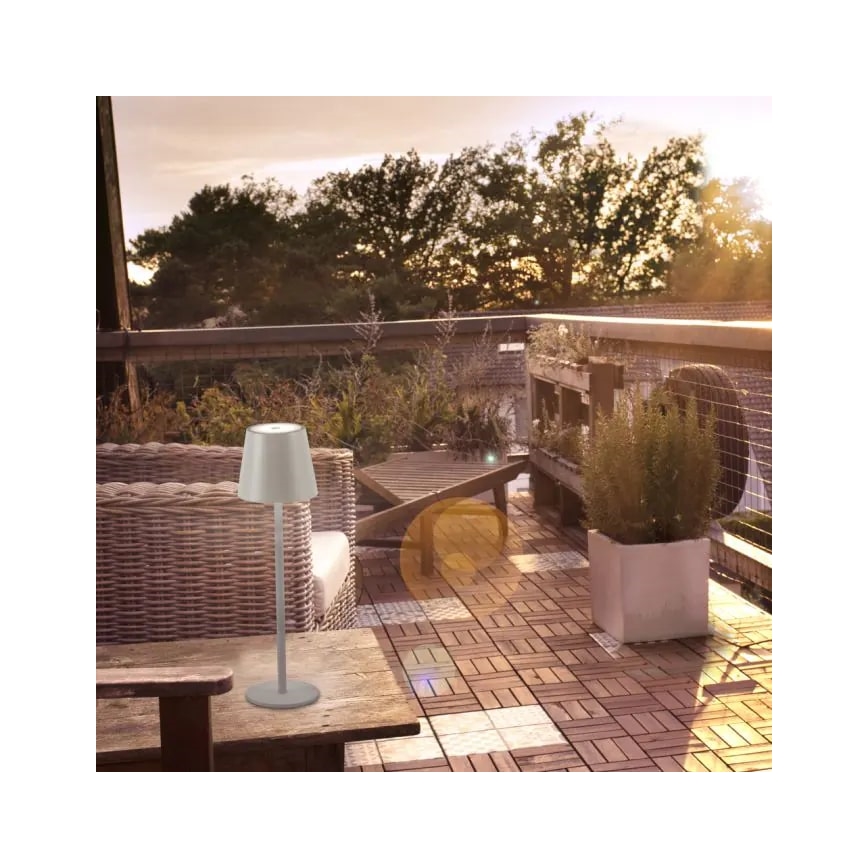 Leuchten Direkt 19250-40 - Εξωτερικό επαναφορτιζόμενο επιτραπέζιο φωτιστικό LED με ρύθμιση φωτεινότητας EURIA LED/3W/5V 2600 mAh IP54 γκρι