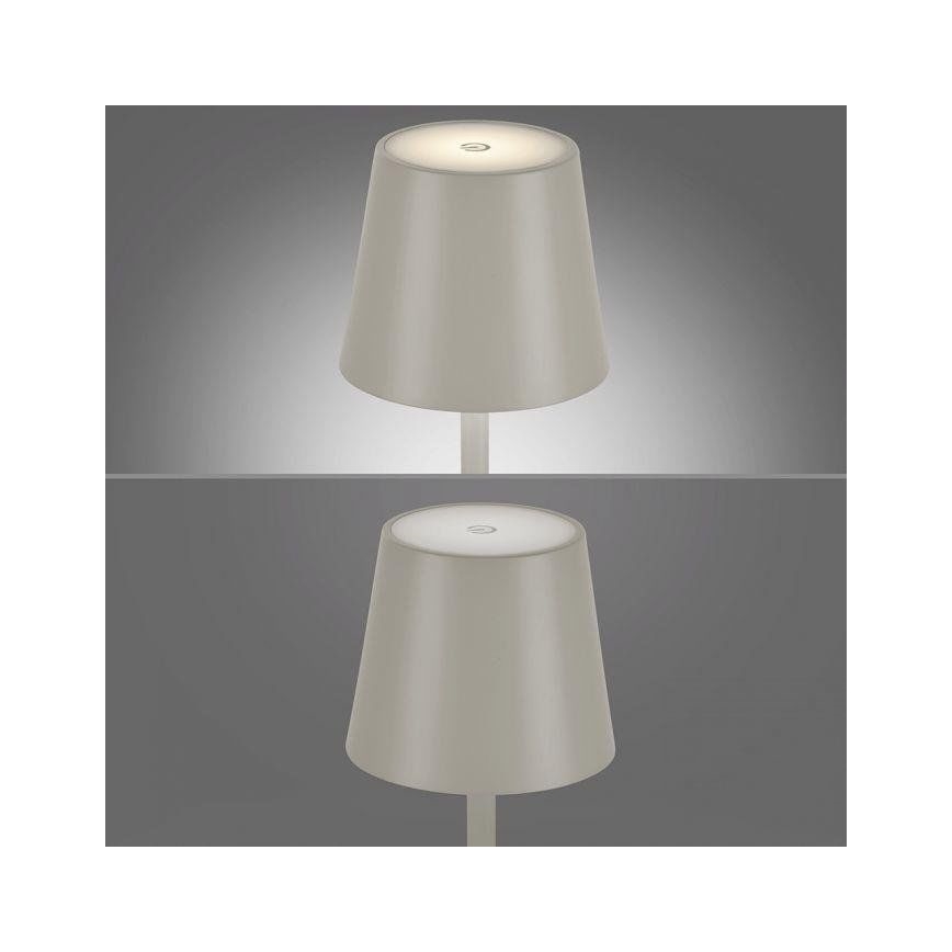 Leuchten Direkt 19250-40 - Εξωτερικό επαναφορτιζόμενο επιτραπέζιο φωτιστικό LED με ρύθμιση φωτεινότητας EURIA LED/3W/5V 2600 mAh IP54 γκρι