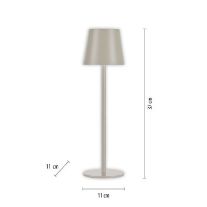 Leuchten Direkt 19250-40 - Εξωτερικό επαναφορτιζόμενο επιτραπέζιο φωτιστικό LED με ρύθμιση φωτεινότητας EURIA LED/3W/5V 2600 mAh IP54 γκρι