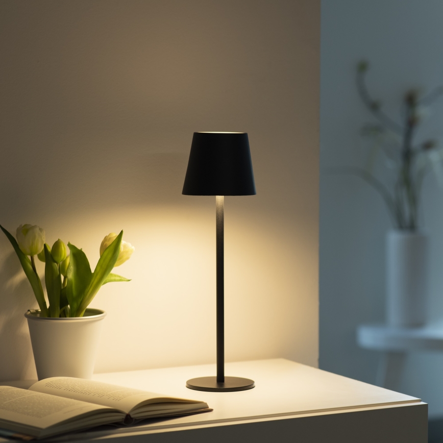 Leuchten Direkt 19250-18 - LED Dimmable επαναφορτιζόμενο επιτραπέζιο φωτιστικό εξωτερικού χώρου EURIA LED/3W/5V 2600 mAh IP54 μαύρο