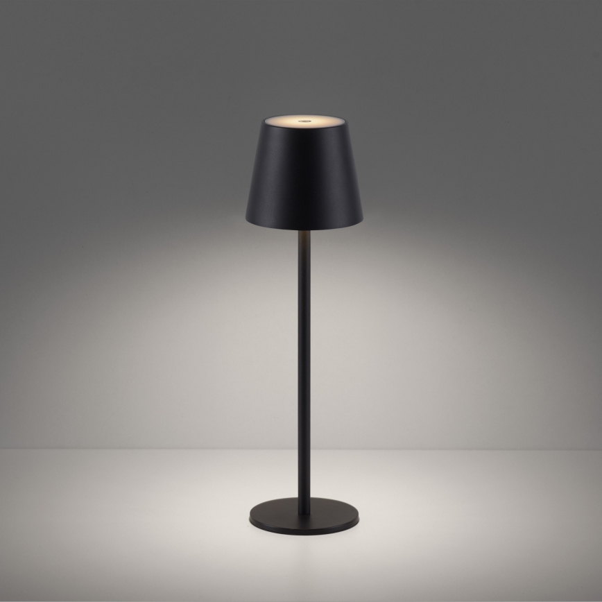 Leuchten Direkt 19250-18 - LED Dimmable επαναφορτιζόμενο επιτραπέζιο φωτιστικό εξωτερικού χώρου EURIA LED/3W/5V 2600 mAh IP54 μαύρο