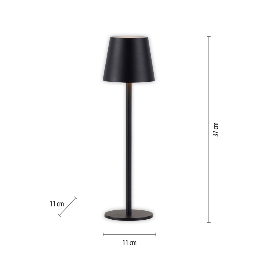 Leuchten Direkt 19250-18 - LED Dimmable επαναφορτιζόμενο επιτραπέζιο φωτιστικό εξωτερικού χώρου EURIA LED/3W/5V 2600 mAh IP54 μαύρο