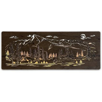 Li-Go 23521/OVL/DUB3 - Ρυθμιζόμενο επιτοίχιο διακοσμητικό φωτιστικό LED με ρύθμιση φωτεινότητας LED/10W/5V 30000 mAh 130x50 cm δρυς/Σαλέ στα βουνά