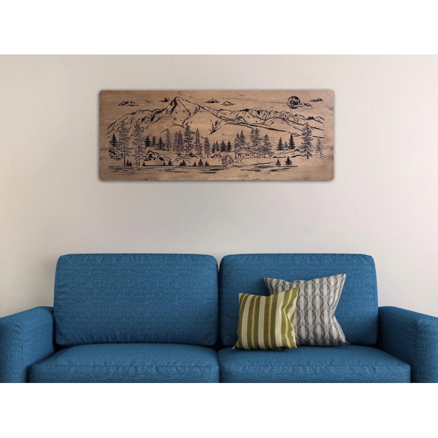 Li-Go 23524/DUB2 - Επιτοίχιο διακοσμητικό LED με ρύθμιση φωτεινότητας LED/24W/230V 130x50 cm σε απόχρωση δρυός/Σαλέ στα βουνά