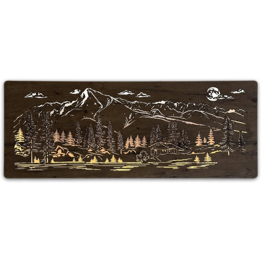 Li-Go 23524/DUB2 - Επιτοίχιο διακοσμητικό LED με ρύθμιση φωτεινότητας LED/24W/230V 130x50 cm σε απόχρωση δρυός/Σαλέ στα βουνά